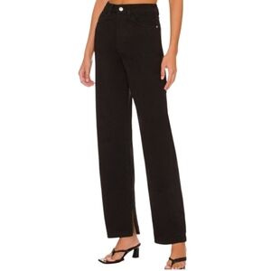 NWT WeWoreWhat Mom Slit Straight Jean Black 25